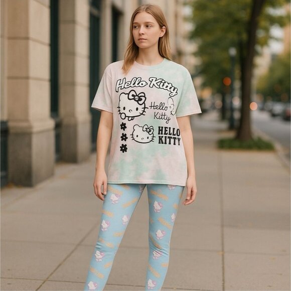 NGOrder Hello Kitty Tie Dye Oversized Graphic Tee w/ Pastel Kawaii Vibes – L - Picture 4 of 5